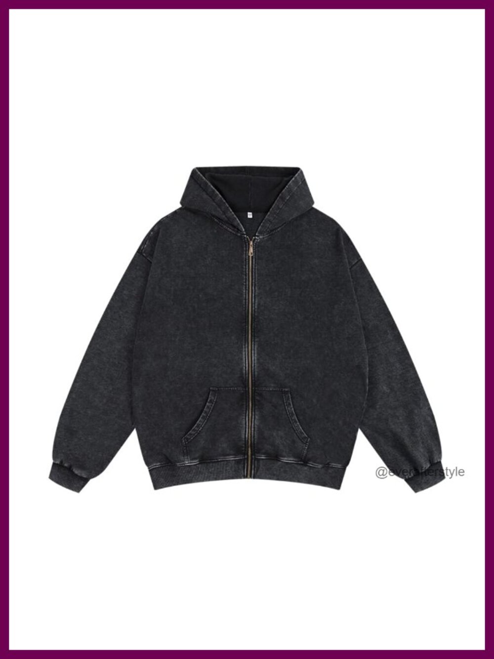 Oversized Vintage Acid Wash Zip Up Hoodie Loose Fit Grunge Sweatshirt